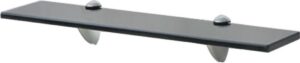 Zwevende Wandplank Glas Zwart 50x20cm (Incl fotolijst) - Boekenplank - Muurplank - Wandrek - Boeken plank
