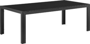 [casa.pro]® Glazen tuintafel - metalen frame - zwart