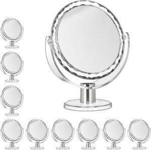 relaxdays 10x make-up spiegel met vergroting - scheerspiegel - vrijstaand - rond - klein