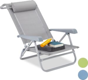 relaxdays Ligstoel - opvouwbaar - inklapbare tuinstoel - strandstoel - relaxstoel - tuin grijs