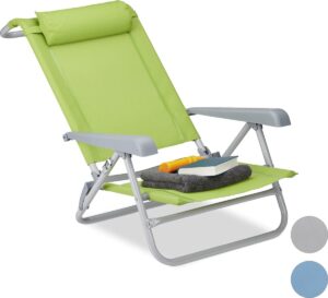 relaxdays Ligstoel - opvouwbaar - inklapbare tuinstoel - strandstoel - relaxstoel - tuin groen