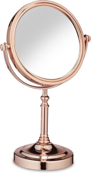 relaxdays make up spiegel met 3x vergroting - staand - scheerspiegel - rond - op voet