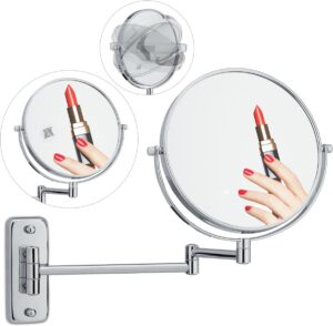 relaxdays make up spiegel met vergroting - wand - opmaakspiegel - scheerspiegel - rond