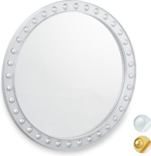 relaxdays spiegel rond - sierspiegel gang - wandspiegel - design - 50.5 cm rond - modern zilver
