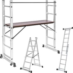 tectake 401668 Multifunctionele ladder - Steiger stelling - Werkhoogte 1m