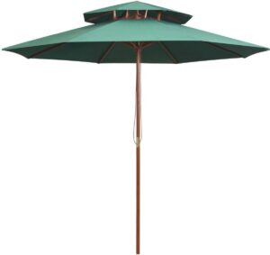 vidaXL Dubbeldekker parasol 270x270 cm houten paal groen