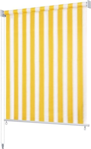 vidaXL Rolgordijn voor buiten 200x230 cm geel en wit gestreept