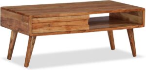 vidaXL Salontafel met bewerkte lade 100x50x40 cm massief hout