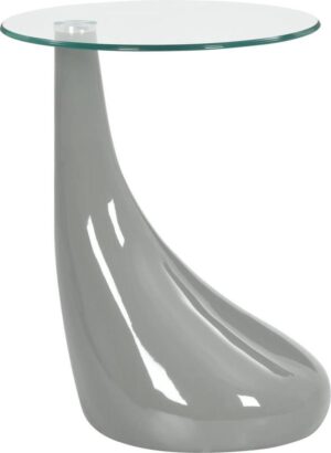 vidaXL Salontafel met rond glazen tafelblad hoogglans grijs