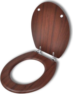 vidaXL Toiletbril hard-close simpel ontwerp MDF bruin