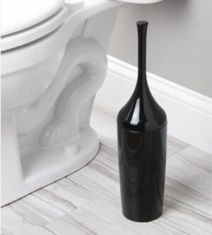 zwarte toiletborstel in houder 1+1 gratis | kunststof | slank model