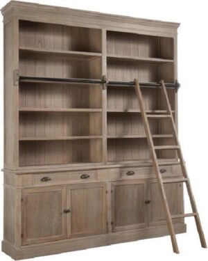 Boekenkast + Ladder - grijs - hout