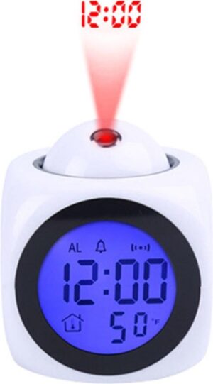 ClockFashion Projectie Wekker voor slaapkamers, digitale klok, 12/24 uur, binnen temperatuurweergave, batterij en adapter