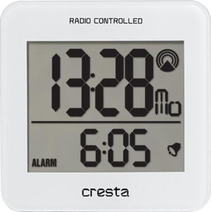 Cresta, BLA210WT Quartz Digitale Radiogestuurde Design Wekker (Wit)