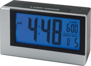 Digitale wekker/alarm klok grijs met lichtsensor en snoozefunctie 12,5 cm