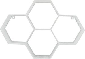 Dresz Wandrek Metaal | Wandbox met zeshoekige Vakken | 2 Montagehaken | 62 x 43,5 x 15 cm | Wit