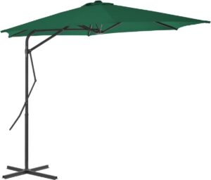 Grote Tuin parasol Groen met Voet met Stalen Paal 300CM - Tuinparasol met standaard - Stokparasol tuin - Buiten parasol - Zonneparasol - Camping parasol - Zonwering - Zonnescherm -