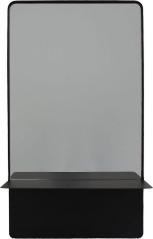 Housevitamin wandspiegel met planchet - spiegel zwart met plankje - 50x12x28