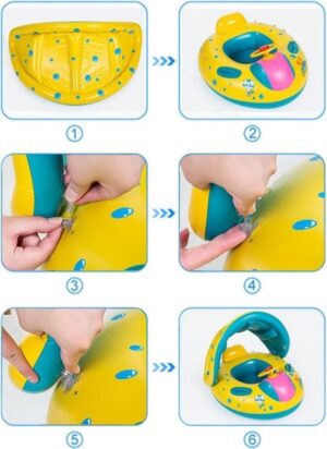 Opblaasbare zwemmen veiligheid stoel zonnescherm boot Ring voor Baby kinderen opgeblazen grootte: 72 cm x 65 cm x 58 cm