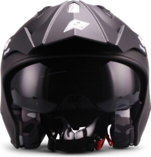 SOXON SR-400 Mono BLACK - Zwarte Zwarte jethelm, scooter helm, motorhelm dames, heren met zonnescherm en vizier, hoofdomtrek 57-58cm M Medium