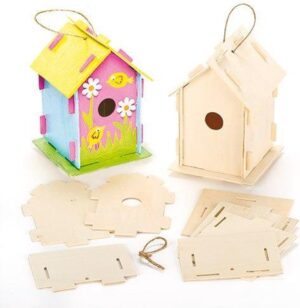 Sets met houten vogelhuisjes - creatieve knutselen voor kinderen om te schilderen en versieren (2 stuks)