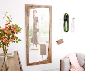 Spiegel Wyatt Sheesham Natuur 160x70 cm onregelmatige designer wandspiegel