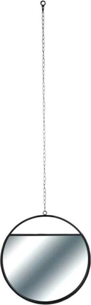 Wandspiegel Chain Rond Zwart - L 45 x B 18,5 cm