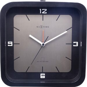 Wekker - NeXtime Square Alarm - 20 x 20 x 6 cm - zwart
