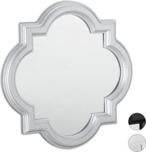 relaxdays spiegel nostalgie - wandspiegel - met spiegelrand - vintage - kunststof lijst zilver
